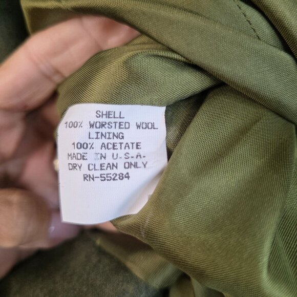 Military Style Jacket Olive Green Worsted Wool Size 14 David Brooks Deadstock - Picture 6 of 11